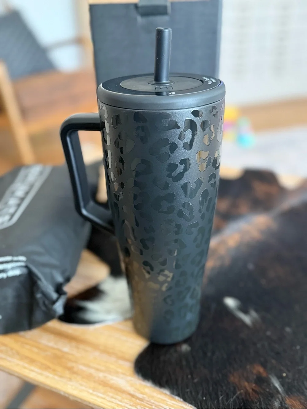 BRUMATE Brand New Matte Black Leopard Print Travel Tumbler with Handle